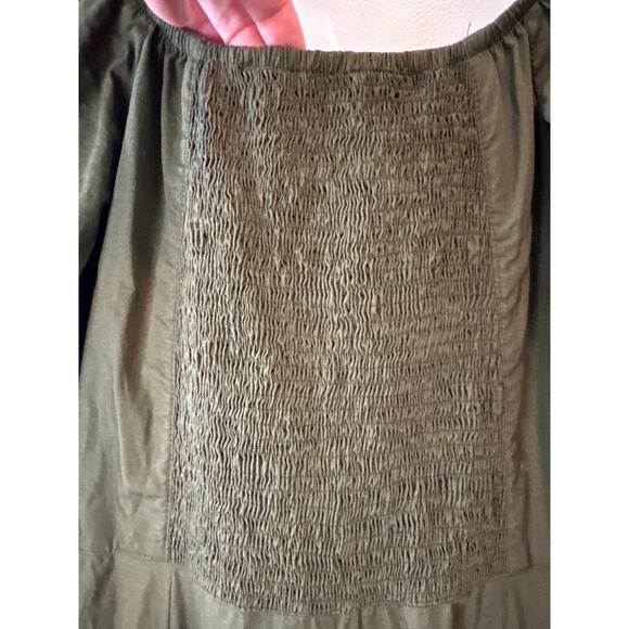 Lug Von Siga Army Green Serena Ruffle Cotton Poplin Midi Dress Size 6 - Picture 10 of 12